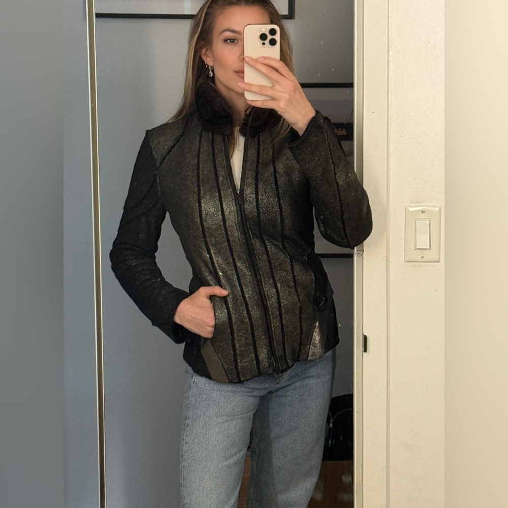 Vintage Roberto Cavalli Shearling Jacket with Mink Trim